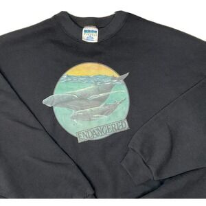 Vintage Cheetah Mervyns Sweatshirt Men 2XL PH Endangered Whales Pullover 90s USA